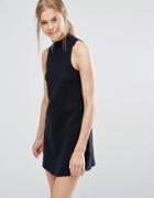 Abercrombie & Fitch High Neck Drop Waist Dress - Black