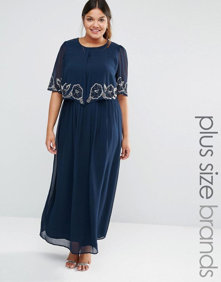 Lovedrobe Cape Overlay Maxi Dress - Navy