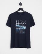 Armani Exchange Digital Print Logo T-shirt In Navy