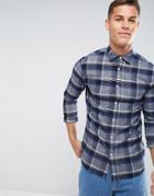 Selected Homme Regular Fit Shirt In Brushed Check Flannel - Navy