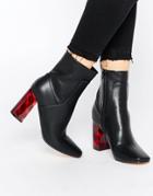 Truffle Collection Harp Heeled Ankle Boots - Black Pu