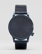 Komono Winston Regal Leather Watch In Blue - Blue