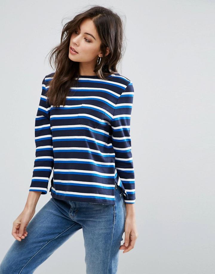 Ymc Breton Stripe Long Sleeved Tee - Navy