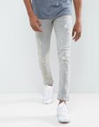 Blend Cirrus Skinny Fit Jean Ripped Light Gray Wash - Gray