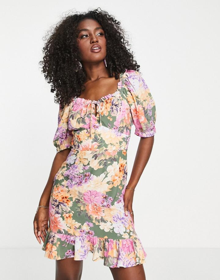 Nobody's Child Zoey Sweetheart Mini Dress In Floral Print-multi