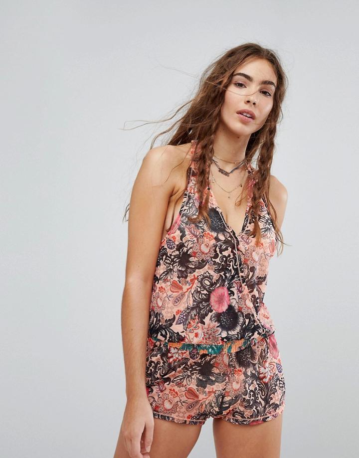 Maaji Floral Mix Printed Halterneck Beach Romper - Multi