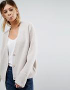 Asos Chunky Cardigan With Button Front - Beige