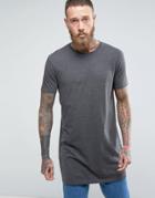 Asos Super Longline T-shirt With Relaxed Fit - Gray