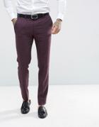 Asos Wedding Skinny Suit Pants In Berry Wool Mix - Purple