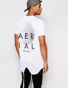 Asos Super Longline T-shirt With Back Print And Fishtail Hem In White - White