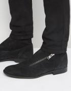 Asos Chelsea Boots In Black Suede With Wrap Over Zip - Black