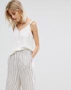 Mango Ruffle Strap Tank Top - White