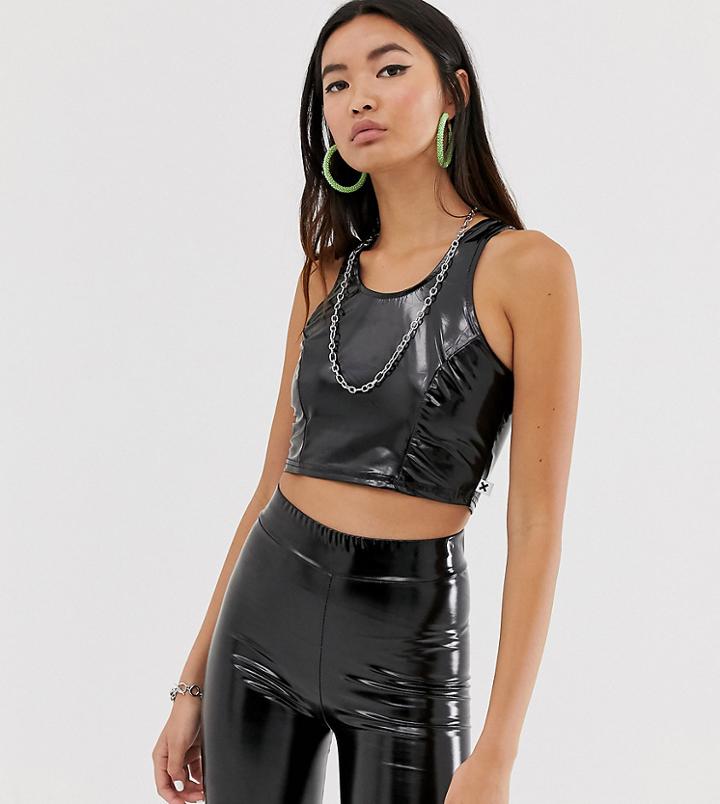 Collusion High Shine Crop Top - Black