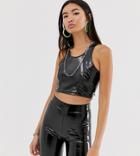 Collusion High Shine Crop Top - Black