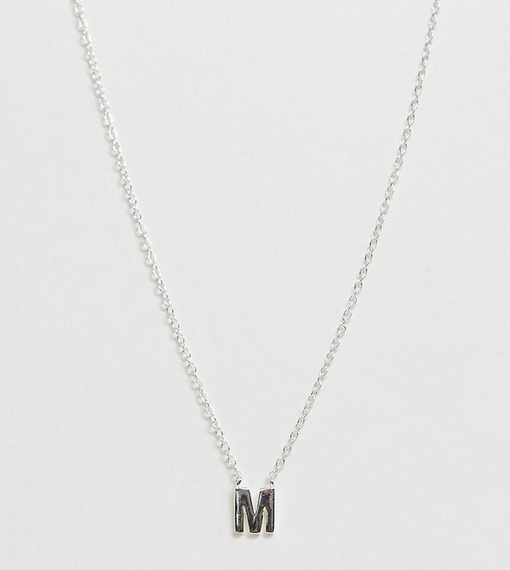 Designb London Sterling Silver M Initial Necklace - Silver