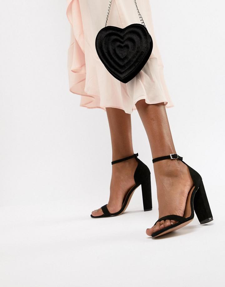 Asos Design Highball Suede Barely There Heeled Sandals - Black