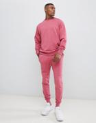 Asos Design Tracksuit Oversized Sweatshirt / Skinny Joggers - Pink