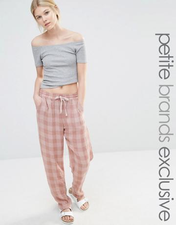 One Day Petite Gingham Jogger - Blush