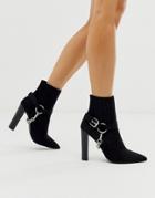 Asos Design Empire Hardware Western Ankle Boots In Black