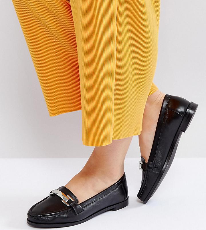 Park Lane Wide Fit Leather Loafers - Black