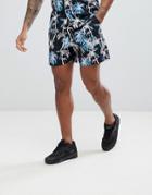 Asos Co-ord Slim Shorts In Black With Hawaiian Print - Black