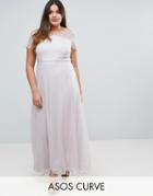 Asos Curve Lace Insert Paneled Maxi Dress - Gray