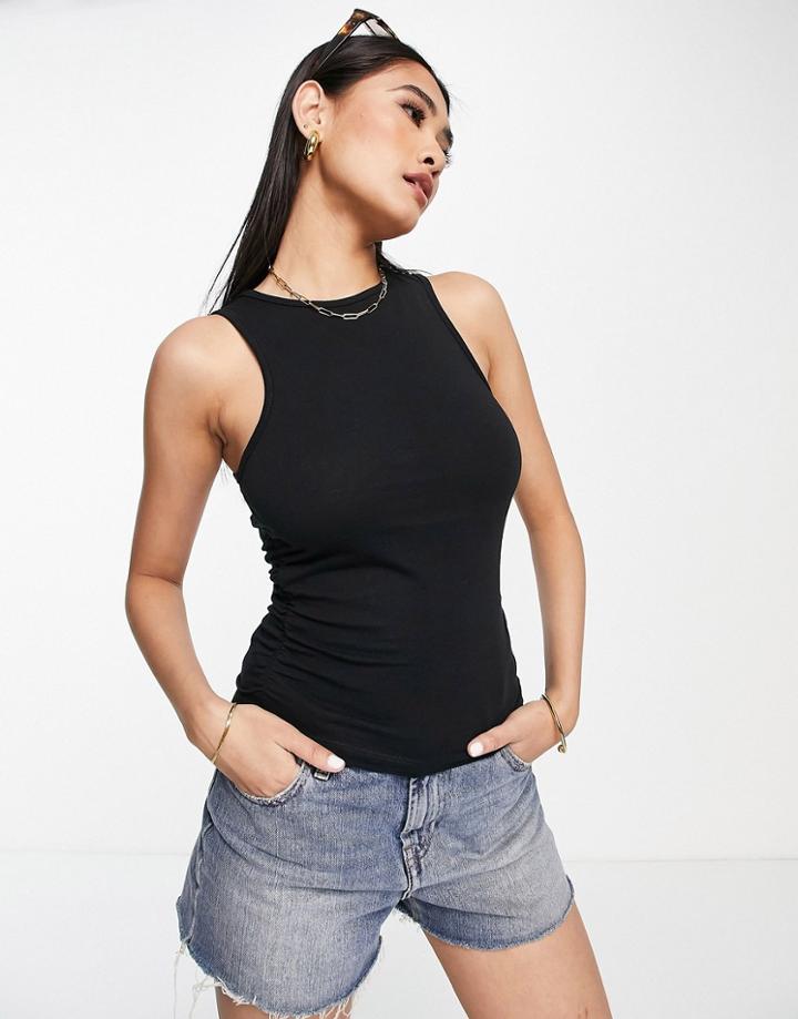Asos Design Ruched Side Tank In Black