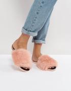 Ted Baker Pancy Faux Fur Slide Flat Sandals - Pink