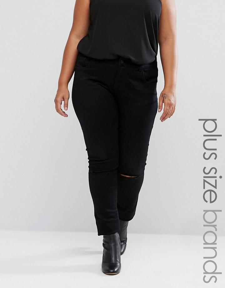 Elvi Plus Ripped Jeans - Black