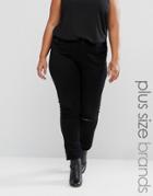 Elvi Plus Ripped Jeans - Black