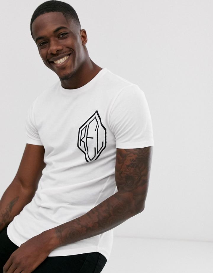 Religion T-shirt With Studded Chest Logo In White - White
