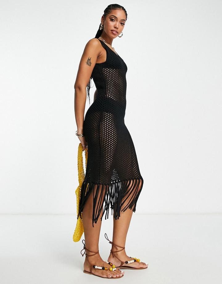 & Other Stories Crochet Knitted Dress In Black