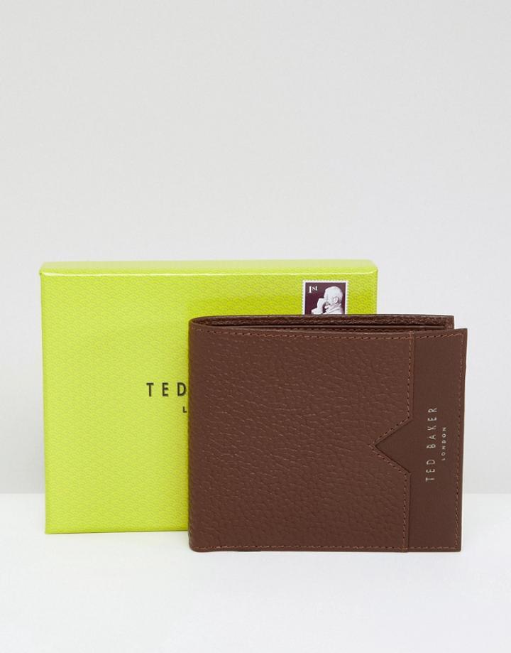 Ted Baker Looeze Bifold Wallet In Pebble Grain Leather - Tan