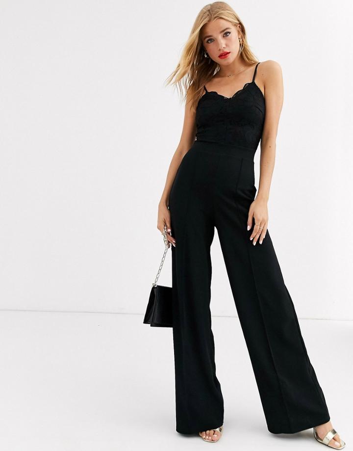 Lipsy Cami Lace Top Jumpsuit In Black