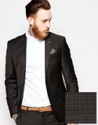 Asos Skinny Fit Suit Jacket In Check - Gray