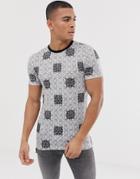 Asos Design Skinny Fit T-shirt With All Over Geo Print - Black