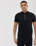 Jack & Jones Premium Turtleneck T-shirt With Zip - Black