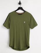 Le Breve Lounge Set T-shirt In Khaki With Black Tape-green