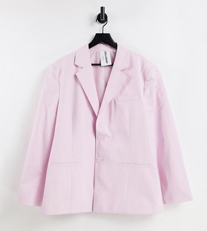Collusion Unisex Oversized Blazer In Pink