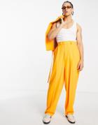 Asos Design Balloon Suit Pants In Orange Texture