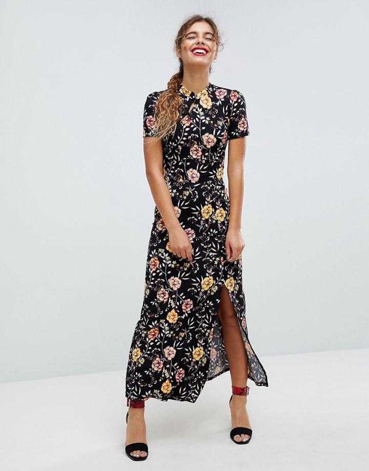 Asos Chinoiserie Print Maxi Tea Dress - Multi