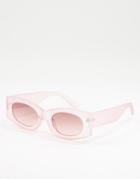 Asos Design Square Sunglasses In Pink With Light Pink Lens