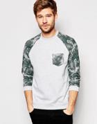 Esprit Sweatshirt With Tropcial Print With Raglan Sleeves - Gray