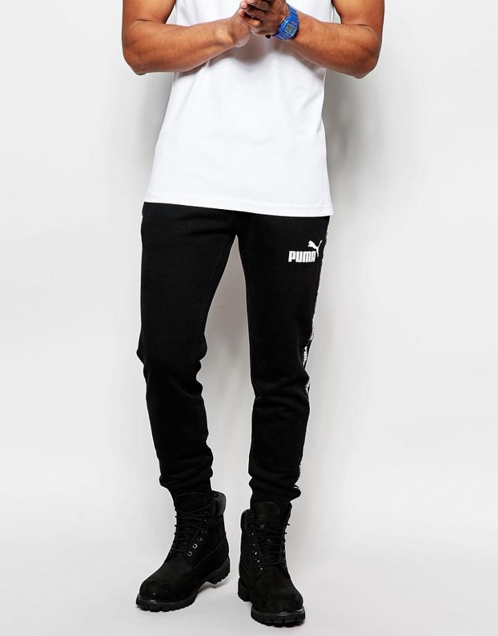 Puma Cropped Joggers With Taping - Black