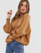 Asos Design Fluffy Oversized Sweater With Volume Sleeve In Recycled Blend