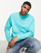 Nike Club Crew Neck Sweatshirt In Washed Teal-blues