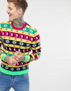 Asos Design Festive Multicolor Christmas Sweater - Multi