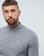 Asos Design Long Sleeve Polo Shirt In Interest Rib-gray