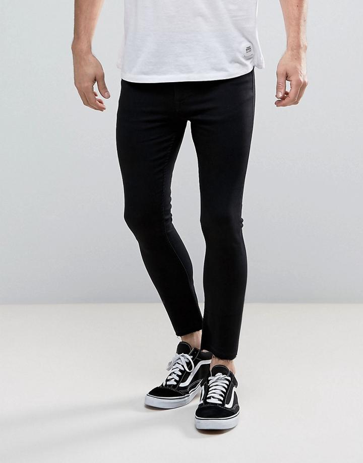 Kubban Spray On Jeans With Raw Hem - Black