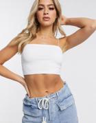 Asos Design Ultimate Bandeau Crop Top With Skinny Straps In White